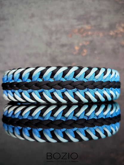 paracord halsband hund schwarz blau pastel baby blau 