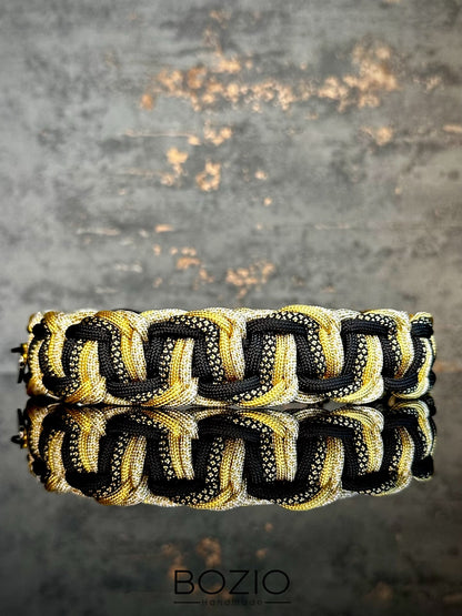 paracord halsband hund schwarz gold cream 