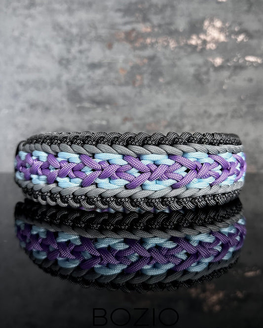 paracord halsband hund schwarz grau baby blau pastel lila pastel