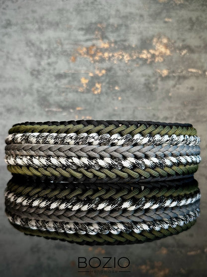 paracord halsband hund schwarz grau weiss gruen oliv army 