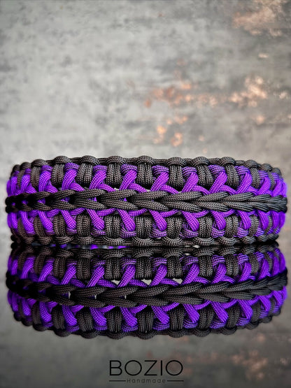 paracord halsband hund schwarz lila