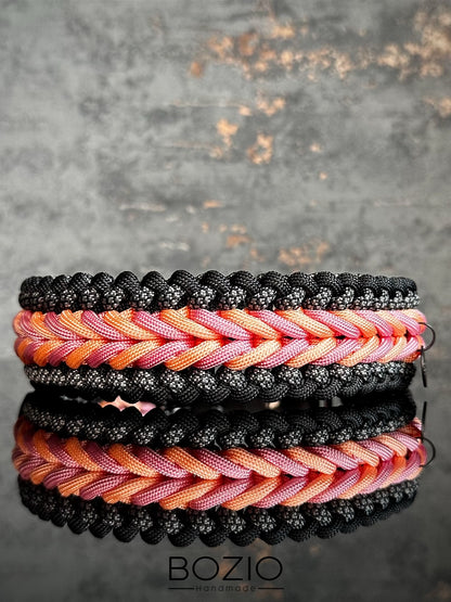 paracord halsband hund schwarz rosa blush orange pastel