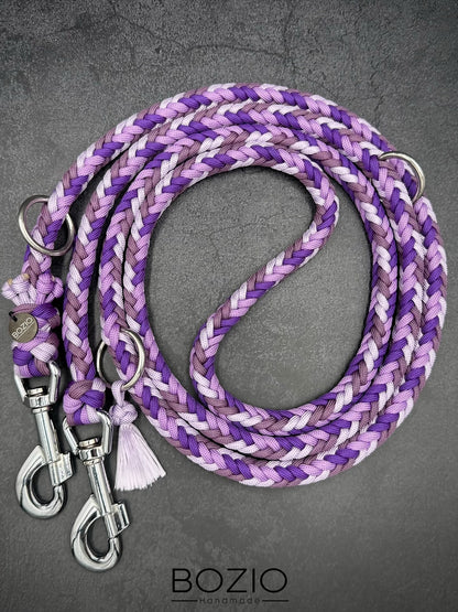 paracord leine hund lila Pastel silber 